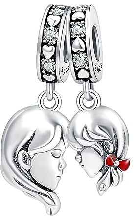 Annmors 925 Sterling Silber Bead Charms für Europäische Armbänder und Halskette Girl Avatar Perlen mit 5A Zirkonia,Weihnachten, Valentinstag, Muttertag, Geschenkanhänger für Frauen und