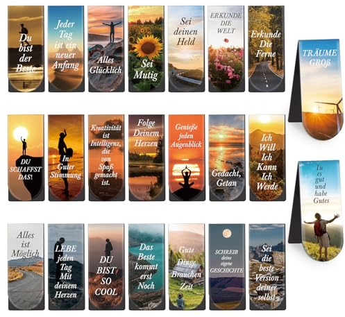 Agoer 46 Stück Lesezeichen Magnetisch, Deutsch Inspirierende Magnetlesezeichen, Seiten Clips Lesezeichen Personalisiert Landschaften, Geschenke zum Abschluss Einschulung für Schüler Lehrer Kinder