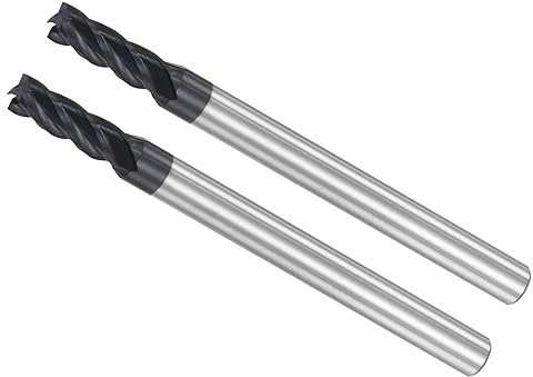 CoCud Schaftfräser Vier Kanten Satz 3.5mm x 10mm Schneiden 4mm Schaft AlTiN Beschichtet P05 Karbid 4 Flöten CNC Router-Bits - (Anwendung: für Fräsen Edelstahl Gehärteter Stahl) 2Stk