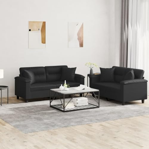 LAPOOH Juego de sofás con Cojines 2 Piezas Cuero sintético Negro, Sofas De Salon, Sofa Relax - 3202372