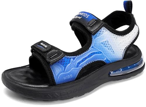 HSNA Sandales pour enfant avec Coussin d'air Chaussures d'été Semelle Souple, Bleu et Blanc 38 EU