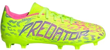 adidas Unisex Children's Predator League Junior Football Boots Fg/MG Trainers, Lucid Lemon Blue Fusion Lucid Pink, 5 UK