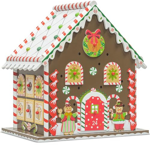 Adventskalender Holz zum befüllen - Lebkuchenhaus mit 24 Türchen - Wiederverwendbarer DIY Weihnachtskalender