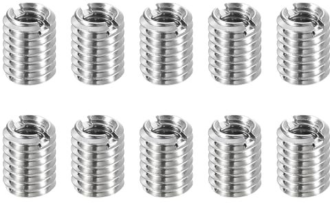 sourcing map Thread Adapters Sleeve Reducing Nuts, 10Pcs M6*1 Male to M4*0.7 Female Stainless Steel Nuts Screws Reducer Conversion Fastener, Threaded Insert Repair Sleeve Reducer Nut, Silver