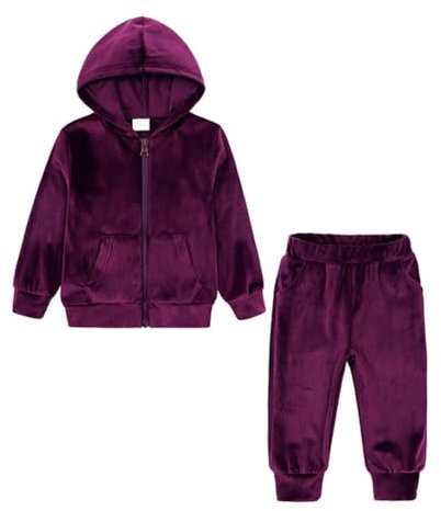 Valcatch Girls Velvet Tracksuits Outfits 2 Pieces Clothing Set Kids Toddler Hoodie Jogger Sweatpants Sports Activewear Children Hooded Sweatshirt Track Jacket and Jogging Pants Age for 2 3 4 5 6 7 8T