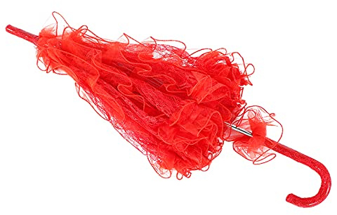 RIZGHWOY Brudparaply Utsökta Graciösa Spetsdesign för Bröllopsfirande Dekorationer Smidig öppen/nära för Fotografering eller Daglig Användning [olika färger] (Röd)