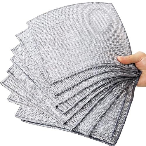 Paños de limpieza antiarañazos, trapos de alambre multiusos para lavar platos en húmedo y seco, para fregar y limpiar platos, ollas, fregaderos (5)