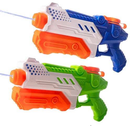 2pcs Water Guns for Kids Water Pistol 23-33ft Long Range 300cc Super Soaker Watergun, Powerful Water Blaster Shooter Cannon Summer Outdoor Beach Pool Squirter Toys for Kids Adults