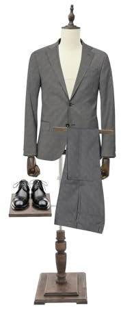 Manichino da sartoria, maschio, regolabile (135 – 180 cm), da uomo, busto sartoriale, corpo con ripiano per pantaloni + portascarpe per esposizioni e cucito (beige, M)