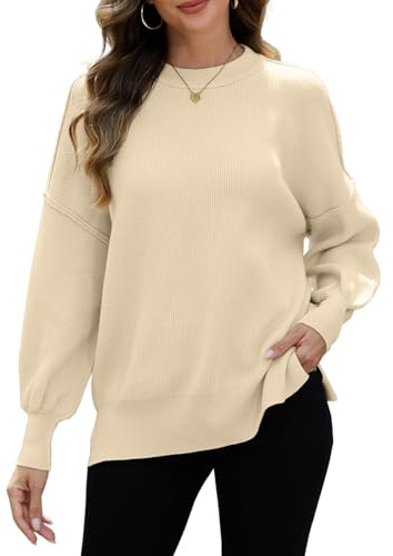 CheChury Jersey Mujer Invierno Elegante Jerséis Cuello Redondo Invierno Suéter de Punto Jersey Manga Murciélago Oversize Sueter Manga Larga Casual Primavera Otoño Pullover Jerséis Talla Grande Sweater