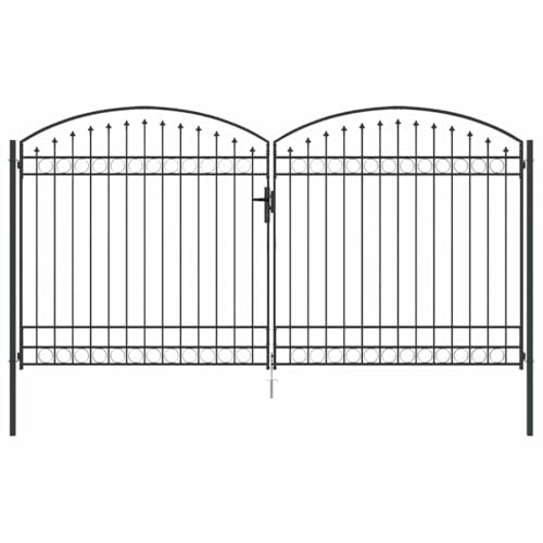 vidaXL Cancello per recinzione ASSEN 401 x 250 cm Acciaio Grigio, Elegante cancello U per giardino e terrazza, barriera resistente agli agenti atmosferici, ingresso privacy funzionale
