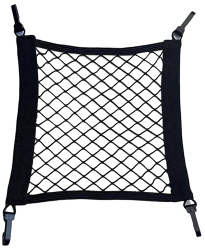 Rete per Casco Moto, Rete Elastica con Elastico, Rete Portabagagli Auto con 4 Ganci, Rete per Bagagli per Bicicletta, 30x30 cm