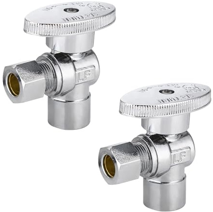 2-Pack Foskan Shut off Valve,1/4 Turn Angle Stop Valve 1/2 Sweat x 3/8 OD,Chrome Plated Brass