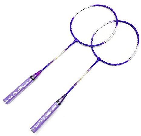 Cryfokt Raqueta de Bádminton Súper Ligera, Juego de Aleación de Hierro para 2 Jugadores para Principiantes, Niños, Interior y Exterior (Violeta)