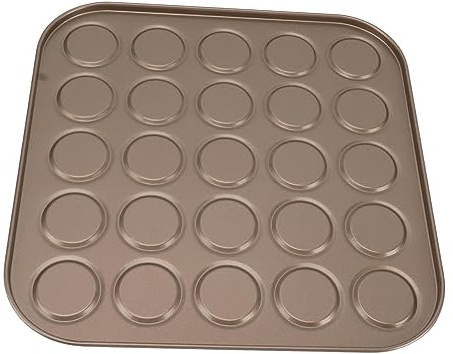 Acouto Muffinspanna Macaron Bakform Pan Muffinsplåt Bakform Kolstål för Ugnsbakning Guld 30 Hål Släpper Maten Under Brunnen INGEN Pannbakning Utan Beläggning (25 hål)