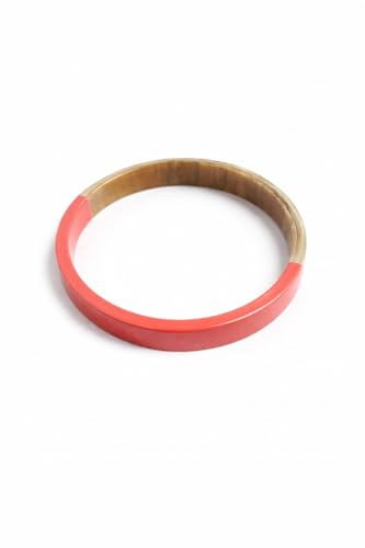 Marycrafts Bracelet Jonc en Corne Naturelle Fait Main – Demi Laque Colorée – Bijou Artisanal Unique – Hauteur 1 cm – Élégant & Facile à Assortir