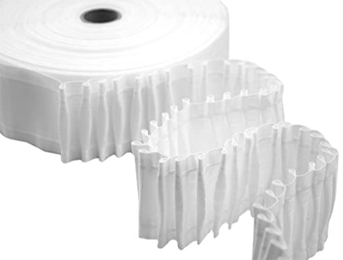Furlanis - Cinta Fruncidora Para Cortinas Bolsillo Continuo, Dos Cuerdas, Cinta Automática, Tejido Italiano - 70 mm x 50 m