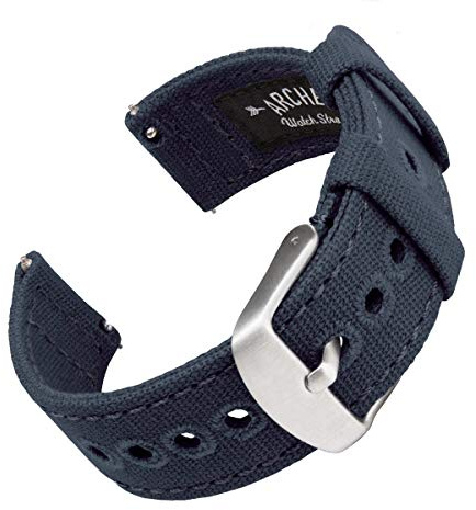 Archer Watch Straps - Canvas Quick Release Watch Bands (Navy Blue, 18mm)