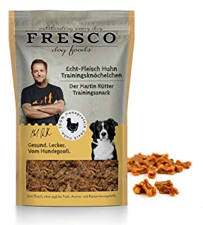 FRESCO Dog Martin Rütter Trainingsknöchelchen Huhn 150g | zuckerfreie Leckerlies für aktive Hunde | aus frischem Fleisch | 100% frische Zutaten | für Belohnung, Training und als Snack
