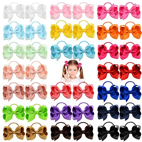 40pcs 3 pulgadas bebés arcos del pelo lazos del pelo de la venda elástico del Ponytail de la banda para el cabello accesorios para niños pequeños para niños