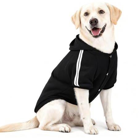 NAMSAN Sudaderas para Perros con Capucha Disfraces para Perros, Abrigo Perro de Invierno Suave y Cómoda, Ropa para Perros Medianos y Grandes, Negro-6XL