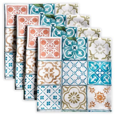 Maison d' Hermine Lot de 4 Serviettes de Table 100% Coton, carrées, réutilisables et lavables, pour Un Usage Quotidien, dîner, Mariage Printemps Été (Agrume, 45 cm x 45 cm)