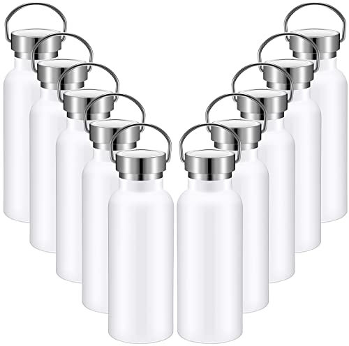 Cunhill 10 Pack Stainless Steel Water Bottles Bulk Insulated, White, 17 oz