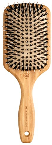 Olivia Garden Bamboo Touch Brush – Eco-conscious Bambo Detangle Combo Hair Brush, Nylon and Boar Bristles - Size L