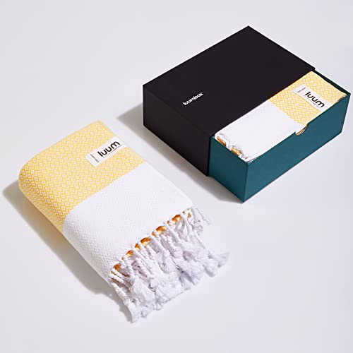 Luum® Strandtuch XXL Hamamtuch Strandhandtuch groß Badetuch Saunatuch Saunahandtuch Picknickdecke Strandlaken Stranddecke Duschtuch Yoga Pareo Sarong Damen Herren, Damen Herren, Gelb, L: 180