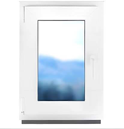 Fenster Badfenster Kunststofffenster Kunstoff weiß BxH 50 x 50 cm 500 x 500 mm DIN Links - ALLE GRÖßEN 2 fach Verglasung - Milchglas Satinato - Funktion Dreh-Kipp - BauPlaza