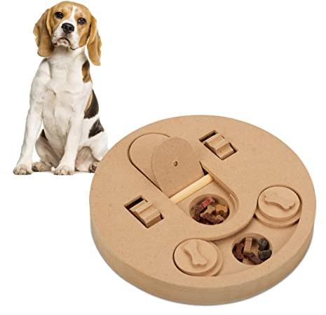 Relaxdays Jouet d’Intelligence pour Votre Chien, Accessoire dans lequel Cacher des friandises, en MDF, Nature
