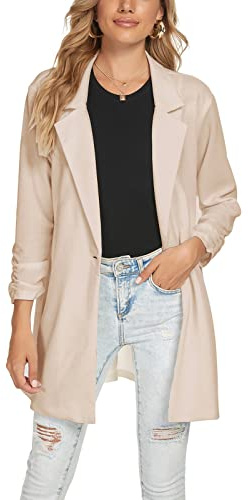 LADI TREND Blazer long décontracté à manches longues pour femme, manteau surdimensionné à un bouton, costume formel