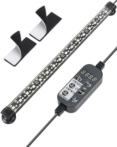 Pawfly 40 cm LED Lampe Aquarium Lampe d'aquarium submersible avec minuterie marche/arrêt automatique, éclairage RGB LED bleu et blanc changeant de couleur pour aquariums