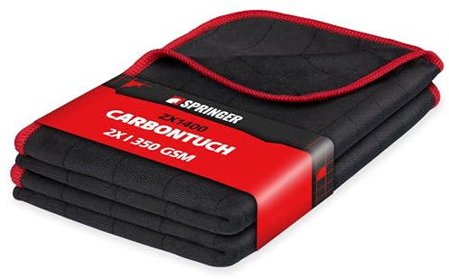 SPRINGER ZX1400 - 2 x Chiffon en Carbone 50 x 40 cm - Nettoyage Vitres de Voiture sans Rayures et sans Peluches - Lavable en Machine