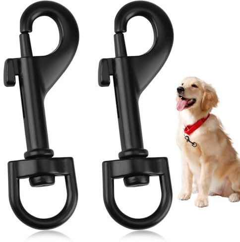 2 Stück Karabiner für Hundeleine, Karabiner Drehgelenk für Hundeleinen und Outdoor-Aktivitäten, Karabinerhaken mit Drehgelenk aus Edelstahl, Karabiner für Schlüsselbunde und Haustierzubehör (Schwarz)