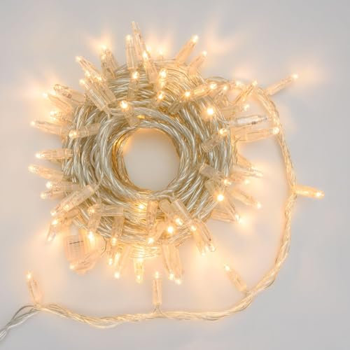 Lotti Catena Natale Lineare 96 MaxiLed 10 Mt Luce Bianco Caldo Prolungabile Cavo Trasparente