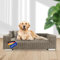 Rohrschneider Hundesofa | Hundebett aus Cord für mittelgroße und Grosse Hunde, hoher Rand, waschbar, Cordstoff aus 100% Polyester | Taupe | B90 x T57 x H26 cm | inkl. 2 x Dekokissen
