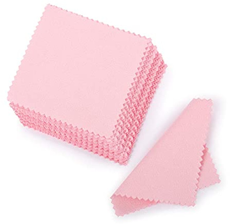 Dzxin Panno per la Pulizia Dell'argento, Panno per la Pulizia dei Gioielli, Panno per Lucidatura per Argento Sterling, Oro e Platino, Piccolo Panno per Iucidatura 8x8 cm (Rosa)