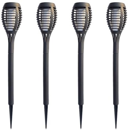Mcclellanty 4 Piezas Luces de Antorcha Solar para Decoración de Jardín 12 Luces Solares LED para Exteriores Luces Solares Impermeables Antorcha de Llama Luz Solar