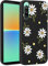 Saqmkil Handyhülle für Sony Xperia 10 IV Hülle, Blumen Muster Aesthetic Mädchen Frauen Case, Weich Silikon Dünn TPU Bumper Stoßfeste Kratzfest Schutzhülle Cover für Sony Xperia 10 IV 6,Schwarz