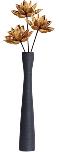 Vase de Sol Vase Noir en Céramique de 41 cm de Haut pour Herbe de la Pampa und Fleurs Séchées,Style Minimaliste,pour Salon,Balcon,Couloir,Chambre à Coucher,Bureau,Bibliothèque
