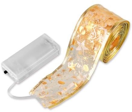 Lotsdonxia 5m/16.4ft Christmas Tree Ribbon Lights - 50 LED Waterproof Fairy Curtain Lights with Snowflake Patterns for Indoor Outdoor Tree, Wall, Garden and Party Decorations