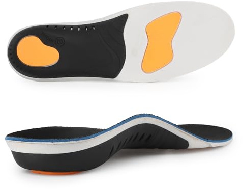 riemot Skoinlägg med Fotvalvsstöd för Herr och Dam,Stötdämpande Sulor med Djup Hälkopp,Stödjande Innersulor för Arbetsskor,Sneakers,Stövlar och Vardagsskor,Klippbara,Svart,EU44
