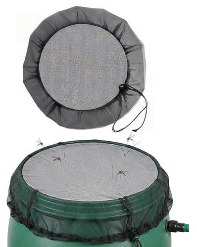 JYXNU Red para depósito de Agua de Lluvia, Red para Barril de Lluvia con Cuerda de Tracción,Red para depósito de Agua de Lluvia，Mantiene Los Mosquitos y Los Escombros Fuera (60 cm Diámetro)