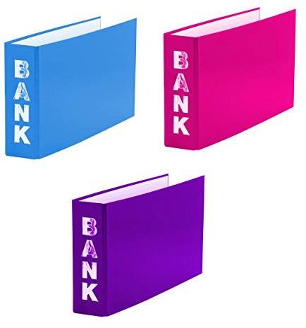 3x Bankordner / 140x250mm / für Kontoauszüge / je 1x hellblau, lila, pink