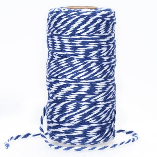 jijAcraft Blue and White Twine String, 328 Feet Christmas Bakers Twine String, 2MM Heavy Duty Packing String for DIY Crafts, Christmas Decoration, Gift Wrapping, Craft Wrapping