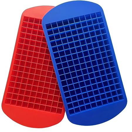 S_CUBE Eiswürfelform Silikon BPA-Frei Eiswürfelformen für Cocktails,Saft,Cola,Getränk Flexible Silikonformen 160 Fach Eiswürfel Würfel: (1X1X1 cm) (Rot+Blau)