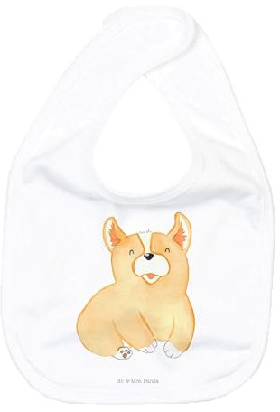 Mr. & Mrs. Panda Organic Babylätzchen Corgie - Geschenk, Babylätzchen Weich, Baby Lätzchen, Hundemama, Sprüche, Haustier, Hund, Lätzchen Für Babys,