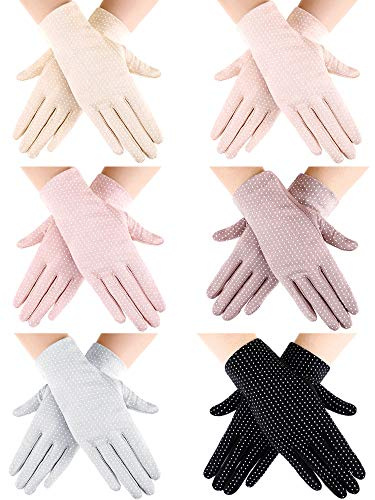 SATINIOR Women's Summer UV Protection Gloves, 6 Pairs Touchscreen Non-Slip Sun Protective Driving Gloves (Purple, Black, Pink, Light Pink, Beige, Gray)