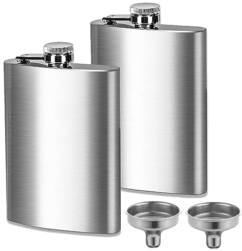 Srup 4 Piezas Petaca Portátil con Embudo, Licor Alcohol con Tapón de Rosca, Petacas de Acero Inoxidable de Rosca, Petacas de Acero Inoxidable, para Escalada, Camping, Barbacoa, Bar, Fiesta
